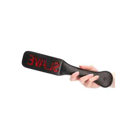 Ouch! Paddle SLAVE sa reverznim slovima, crni kožni alat za udaranje