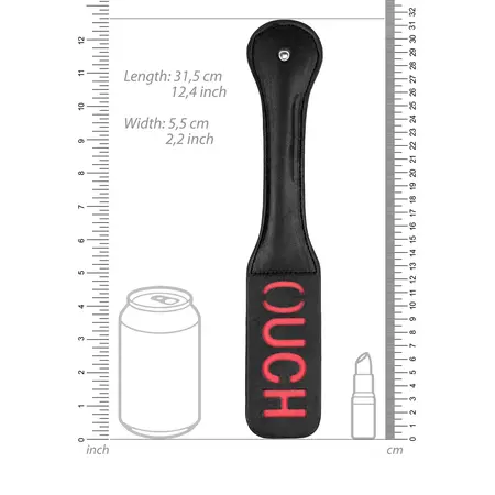 OUCH! Leather Paddle Reversible Imprint Stitched - Black