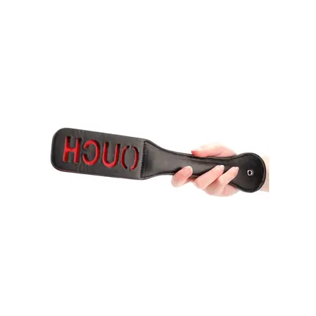 OUCH! Leather Paddle Reversible Imprint Stitched - Black