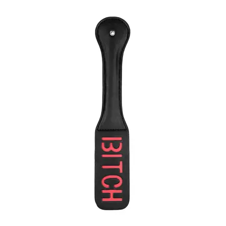 Ouch! Paddle Kožni alat za udaranje sa reverznim otiskom, crni, 32 cm