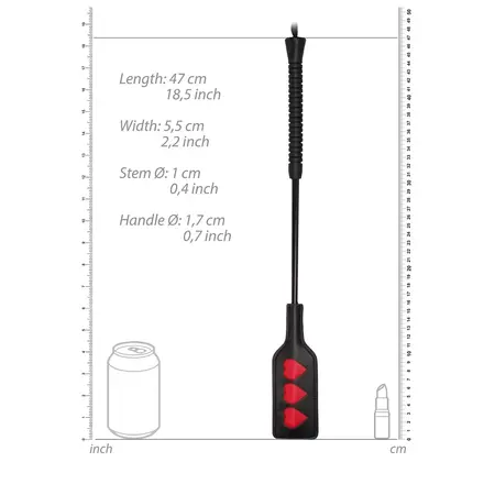 Ouch! Heart Crop Short Handle - Red Heart-Shaped Impact Tool