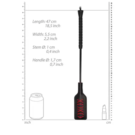 Ouch! XOXO Crop - Compact Impact Accessory, Black, Short Handle