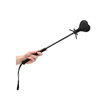 LoversPremium Heart-Shaped Crop Black Lace Accent Long Handle