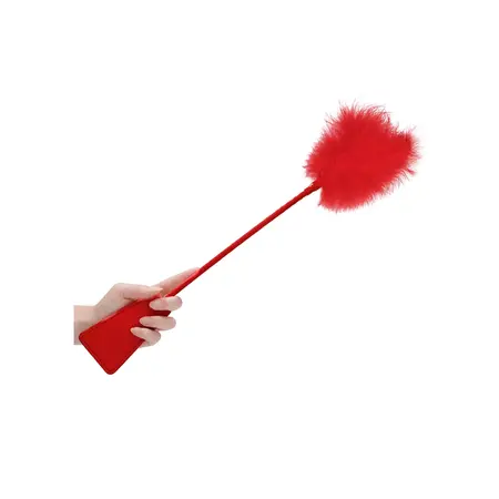 Ouch! Crop with Feathers - Dual-Texture Impact Tool, Black