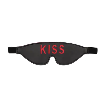 OUCH! Leather Eye Mask KISS Design Black-Red Adjustable Strap