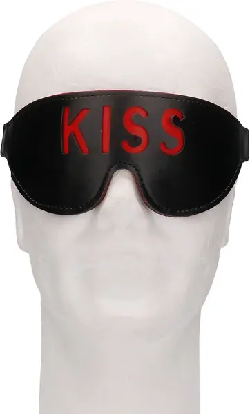 OUCH! Leather Eye Mask KISS Design Black-Red Adjustable Strap
