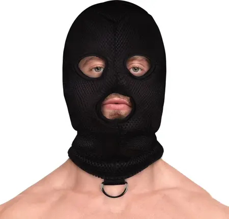 Ouch! Xtreme Mesh Balaclava with D-Ring, Universal Size, Black