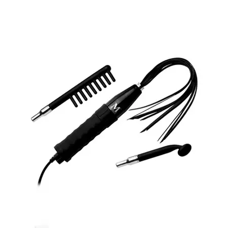 XR Brands Electrosex Wand Set with 3 Silicone Attachments, Black