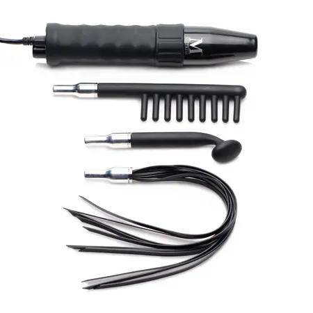 XR Brands Electrosex Wand Set with 3 Silicone Attachments, Black