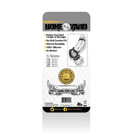 Boneyard Silicone Ring Set 5 Sizes - Soft Touch, Medical Grade, Black