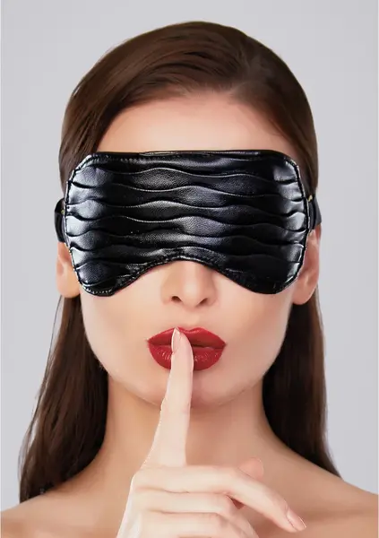 Butter Soft Faux Leather Mask with Ruffles and Gold Accents One Size