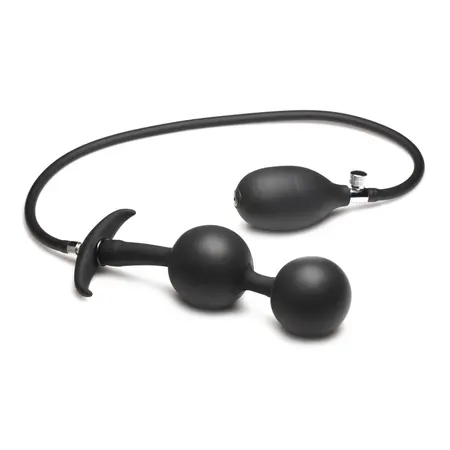 XR Brands Ass Rattler Naduvavajući Silikonski Čep sa Tegovima Crni