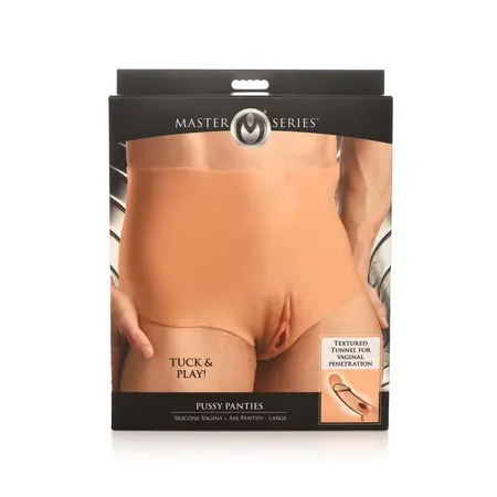 XR Brands Pussy Gaćice Silikonske L – Intimna Odeća sa Dvostrukim Otvorima