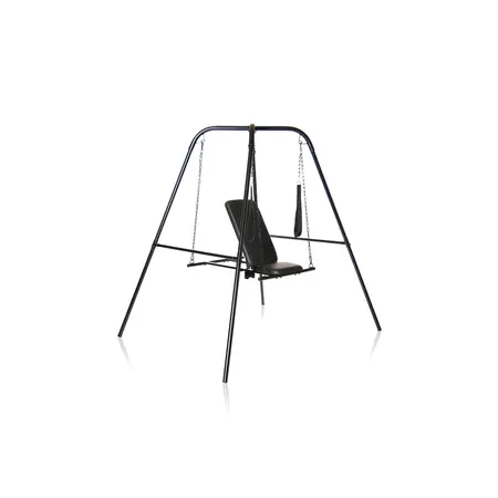 Throne Adjustable Support Sling Chair with Steel Stand, Vegan Leather, Black
