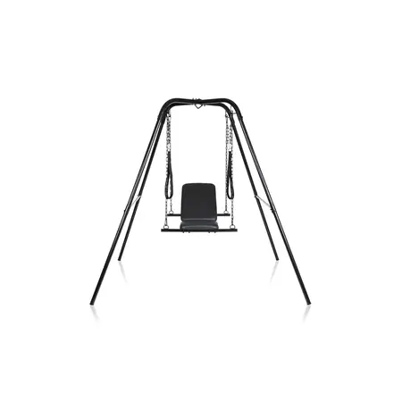 Throne Adjustable Support Sling Chair with Steel Stand, Vegan Leather, Black