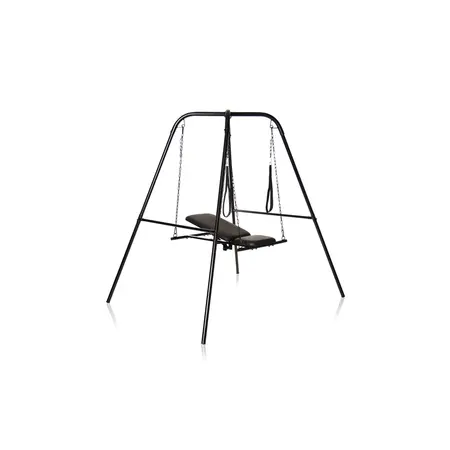 Throne Adjustable Support Sling Chair with Steel Stand, Vegan Leather, Black