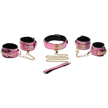 XR Brands Captive Cobra Roze Zmijski Print Bondage Set, Podesiv PU