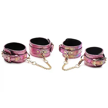 XR Brands Captive Cobra Roze Zmijski Print Bondage Set, Podesiv PU