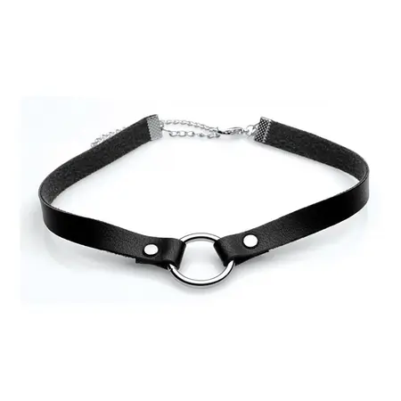 Lush Pet Ring Narrow Choker Black PU Leather Adjustable Collar