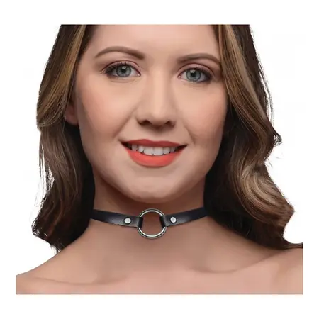 Lush Pet Ring Narrow Choker Black PU Leather Adjustable Collar