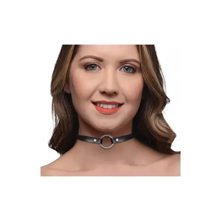 Lush Pet Ring Narrow Choker Black PU Leather Adjustable Collar
