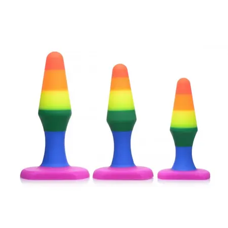 XR Brands Rainbow silikonski analni trener set - 3 komada, gradualni čepovi