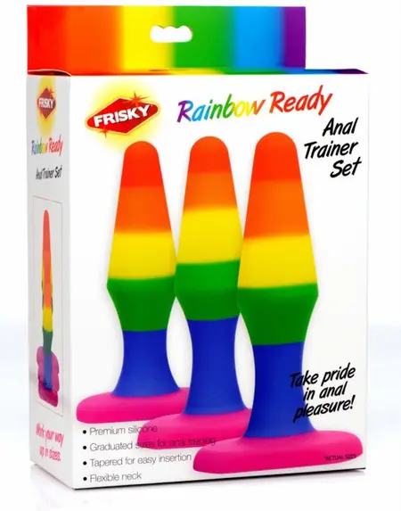 XR Brands Rainbow silikonski analni trener set - 3 komada, gradualni čepovi