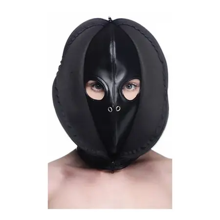 Strict Zip Front Bondage Hood PU Leather Adjustable Universal Fit