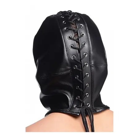 Strict Zip Front Bondage Hood PU Leather Adjustable Universal Fit
