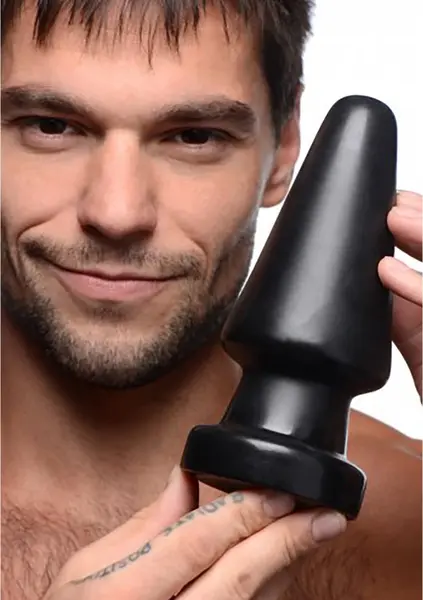 XR Brands Ass Max veliki silikonski čep - crni, teški, širine 3 inča