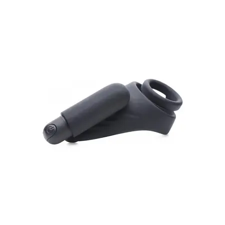 XR Brands Silicone Black Vibrating Ring System with Wireless Control