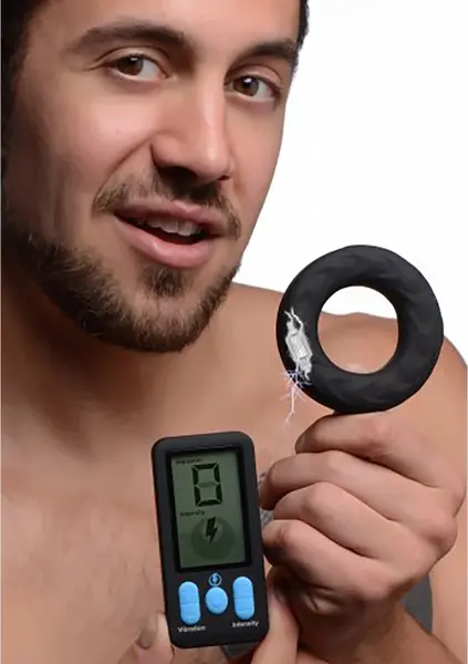 E-Stim Pro Silicone Vibrating Ring with Remote Control - Adjustable System