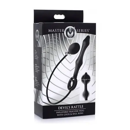 XR Brands Master Series Devils Rattle naduvavajući silikonski čep sa duplim prstenom