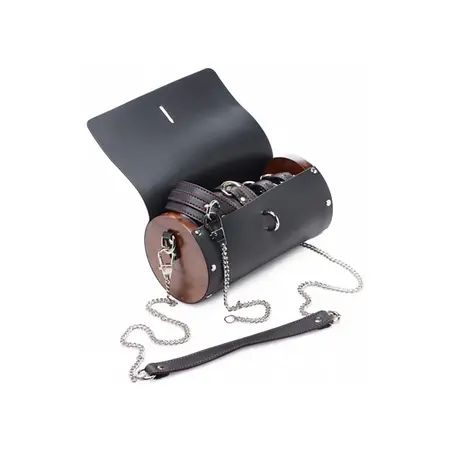 XR Brands Kinky Clutch Bondage Travel Set with Carry Bag, Black