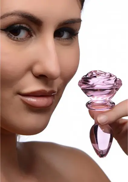Blush Novelties Pink Rose stakleni čep mali - borosilikatni, elegantni dizajn
