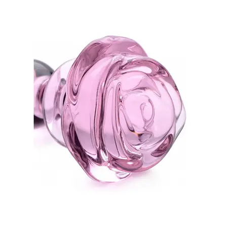 Blush Novelties Pink Rose stakleni čep mali - borosilikatni, elegantni dizajn