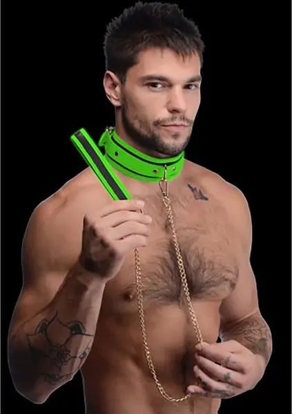 Kink in the Dark Glow Collar & Leash Set - Luminous Adjustable Design