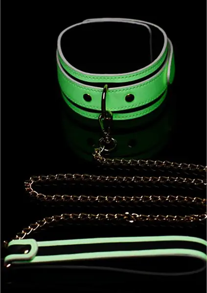 Kink in the Dark Glow Collar & Leash Set - Luminous Adjustable Design