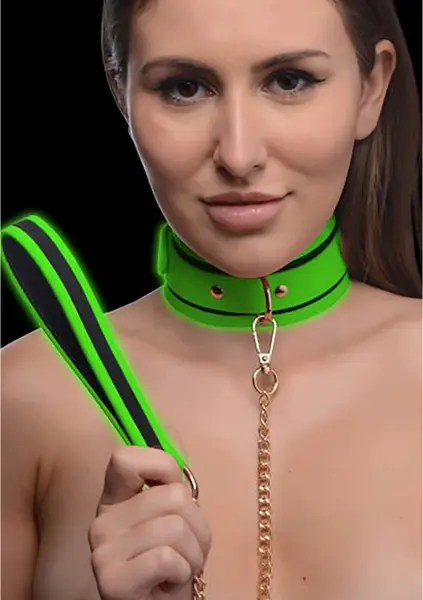 Kink in the Dark Glow Collar & Leash Set - Luminous Adjustable Design