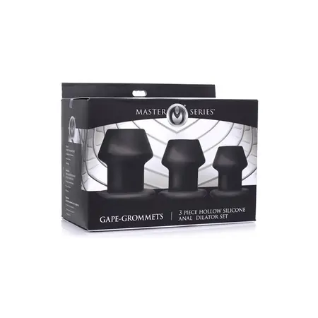 XR Brands Gape-Grommets Silikonski Šuplji Dilatatori Set 3 Veličine Crna