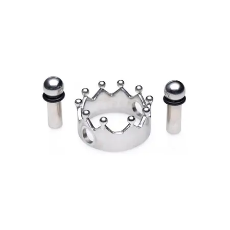 XR Brands Crowned Magnetic Steel Nipple Clamps - Nickel-Free, Silver