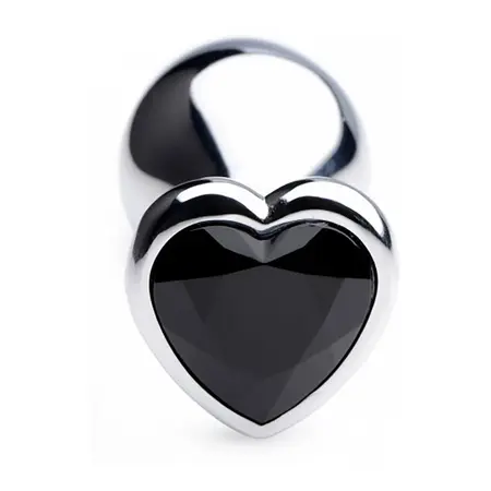 Black Heart Srednji Analni Čep Aluminijumska Legura Dizajn sa Tegom