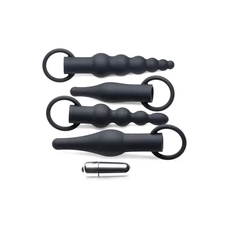 XR Brands Premium Ringed Rimmers Silicone Training Kit with Vibrating Bullet