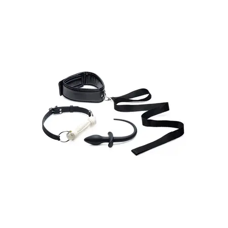 XR Brands Master Series Puppy Play Silikonski Set sa Ogrlicom i Repnim Čepom