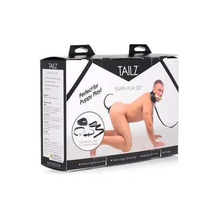 XR Brands Master Series Puppy Play Silikonski Set sa Ogrlicom i Repnim Čepom