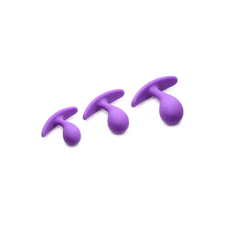 XR Brands Booty Poppers Silicone Training Set 3 Sizes Black