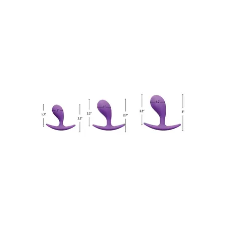 XR Brands Booty Poppers Silicone Training Set 3 Sizes Black