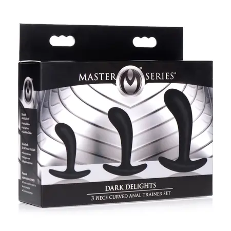 Dark Delights 3-Delni Silikonski Zakrivljeni Analni Trener Set - Crna