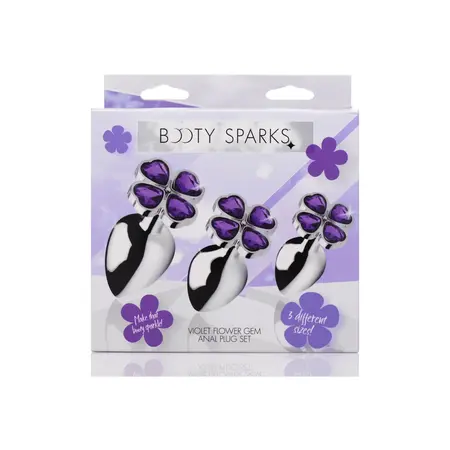 XR Brands Violet Flower Intimni Čepovi Set 3-Delni Aluminijum Ljubičasta