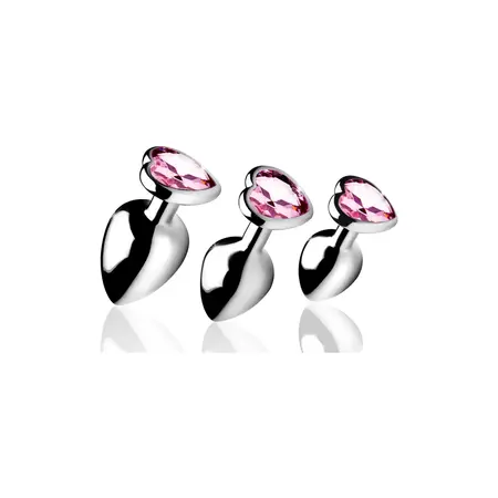 Pink Heart Set aluminijumskih čepova 3 veličine - Bez nikla, Dekorativna baza